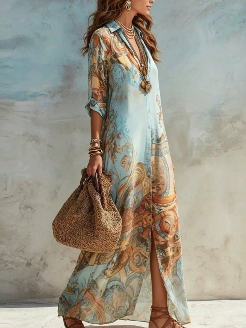 Casual Women's Plus Size Long maxi dress - Picture 3 of 4